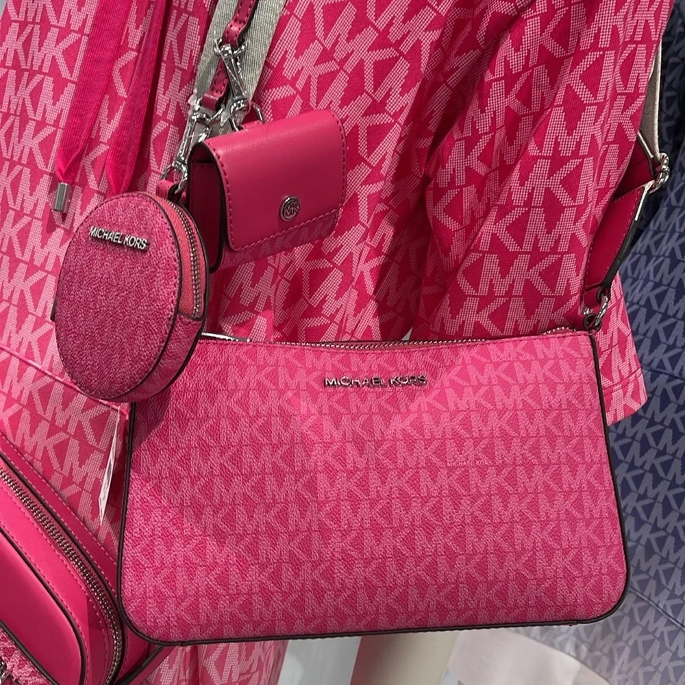 Michael Kors Jet Set Signature Logo Crossbody Bag with Case for Apple AirPods P - Picture 10 of 16